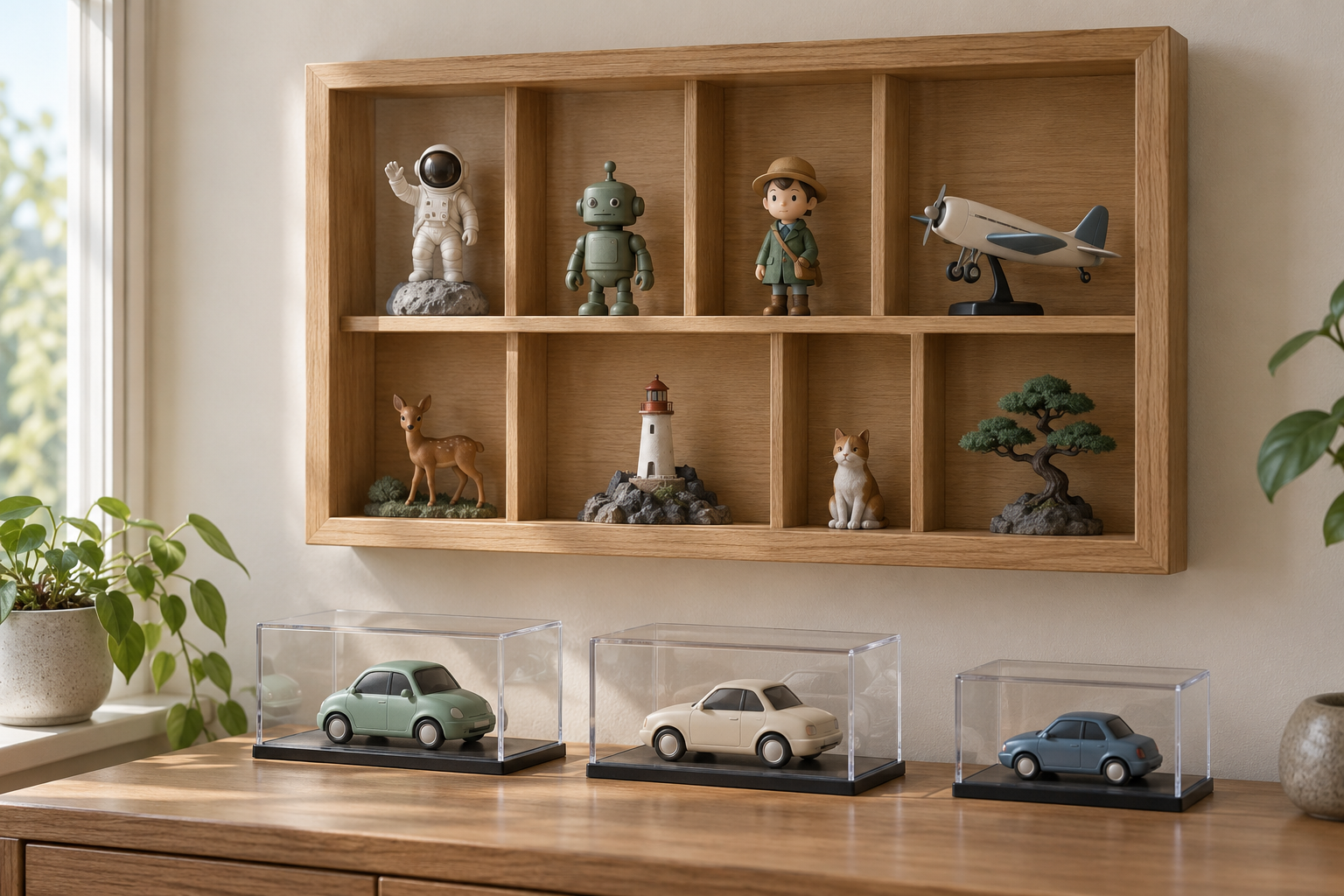 Illustrative collection of wall frames and tabletop cases