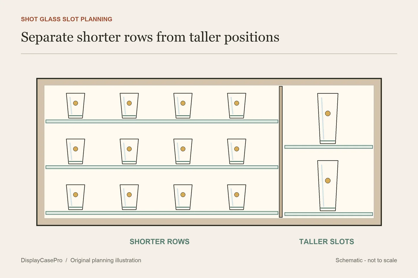 Shot Glass Display Case Dimensions: Shelves, Slots and Tall Glasses
