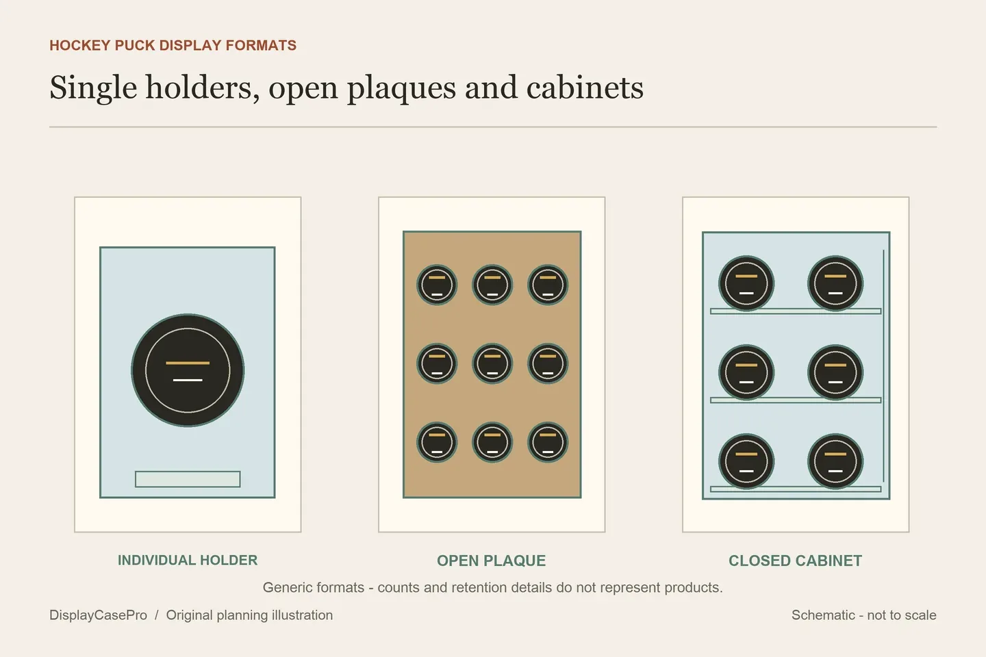 Hockey Puck Display Cases: Single Holders, Plaques and Cabinets