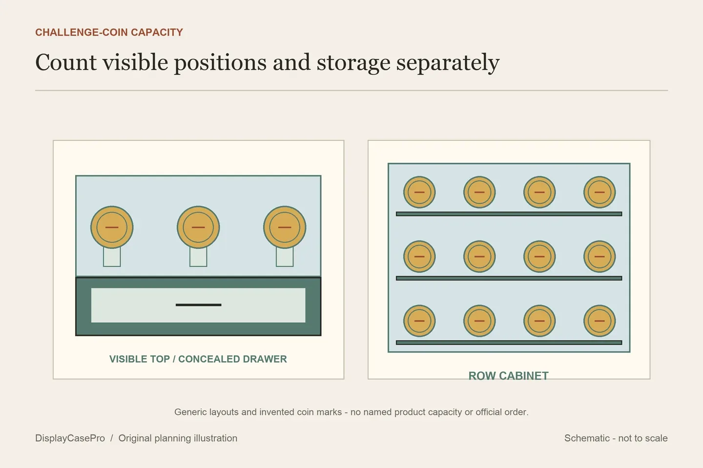 Challenge Coin Display Cases: Visible Rows and Stored Capacity