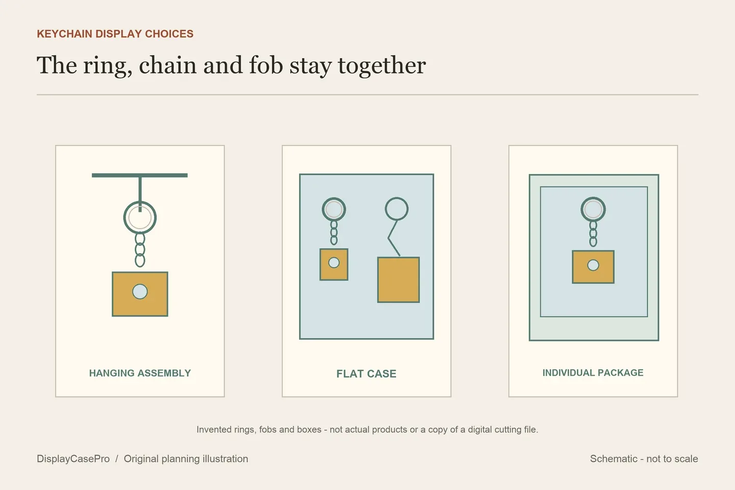 Keychain Display Cases: Hanging, Flat and Window-Box Layouts