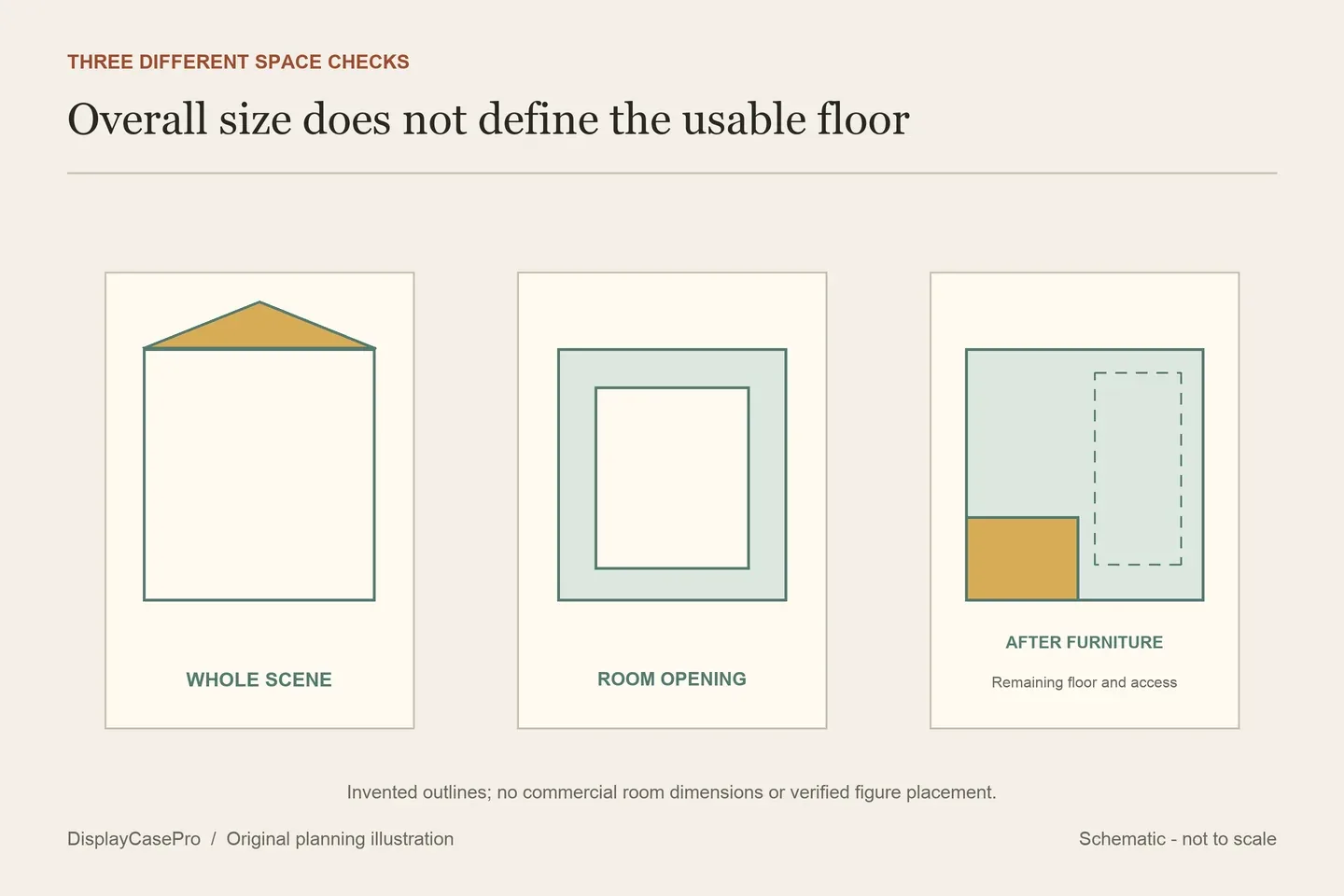 Original generic miniature-room diagram separating an overall house outline, a smaller room opening and floor space occupied by furniture