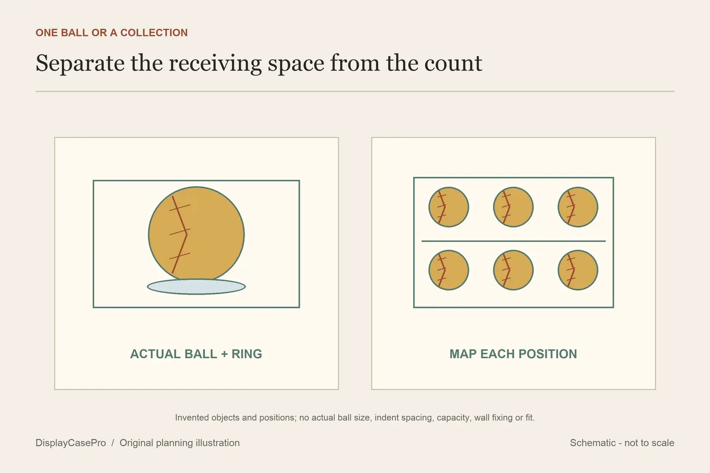 Original schematic separating one softball and ring from a collection of individually mapped ball positions